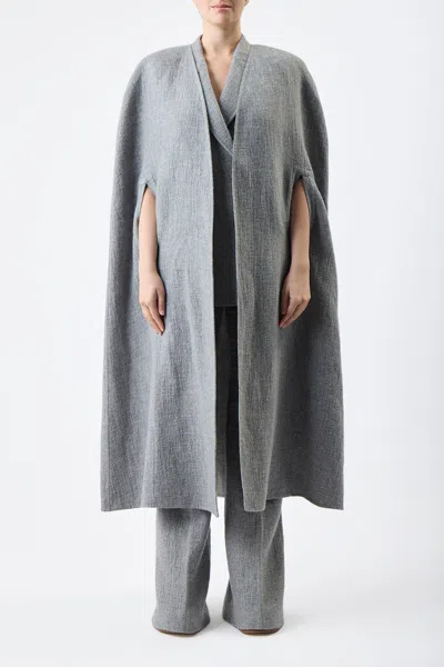 Shop Gabriela Hearst Lindlow Cape In Light Grey Cashmere Linen In Light Grey Melange