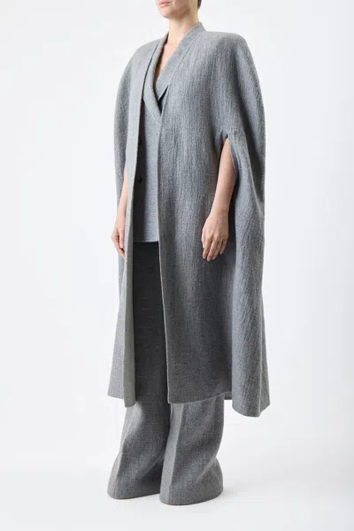 Shop Gabriela Hearst Lindlow Cape In Light Grey Cashmere Linen In Light Grey Melange