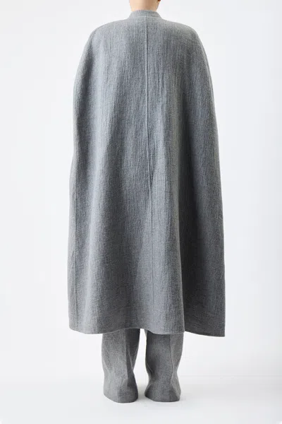 Shop Gabriela Hearst Lindlow Cape In Light Grey Cashmere Linen In Light Grey Melange