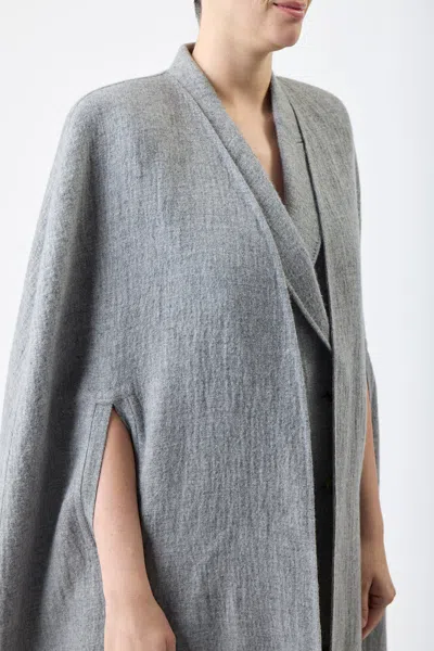 Shop Gabriela Hearst Lindlow Cape In Light Grey Cashmere Linen In Light Grey Melange