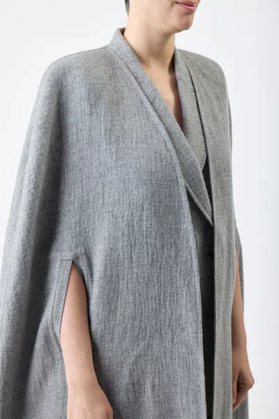 Gabriela Hearst Lindlow Cape In Light Grey Cashmere Linen In Light Grey Melange