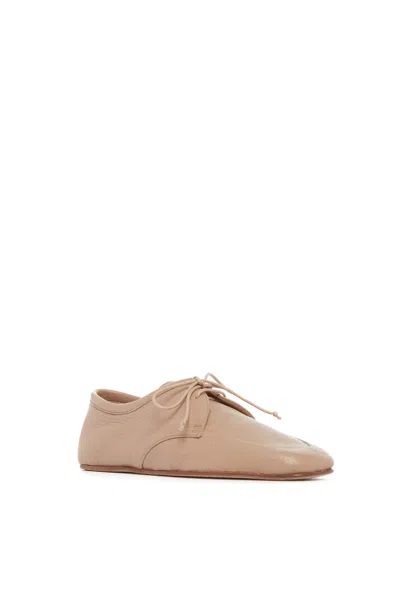 Gabriela Hearst Maya Leather Lace-up Flats In Dark Camel