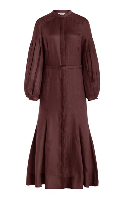 Gabriela Hearst Lydia Dress With Slip In Deep Bordeaux Linen In Deep Bordeaux