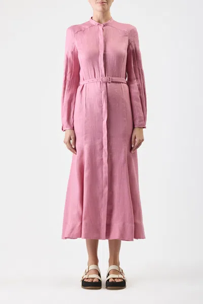 Shop Gabriela Hearst Lydia Dress With Slip In Rose Quartz Linen