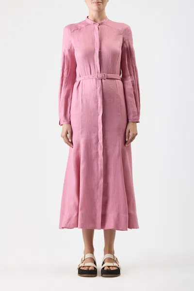 Gabriela Hearst Lydia Dress With Slip In Rose Quartz Linen In Rose Quartz