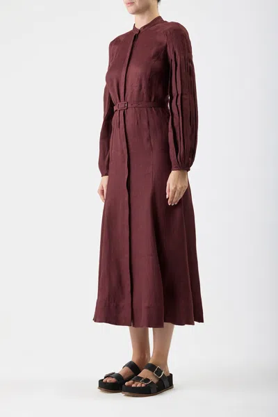 Gabriela Hearst Lydia Dress With Slip In Deep Bordeaux Linen In Deep Bordeaux
