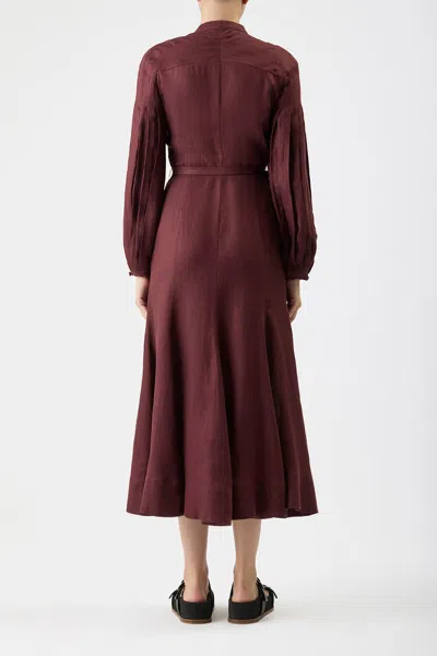 Shop Gabriela Hearst Lydia Maxi Dress With Slip In Deep Bordeaux Linen