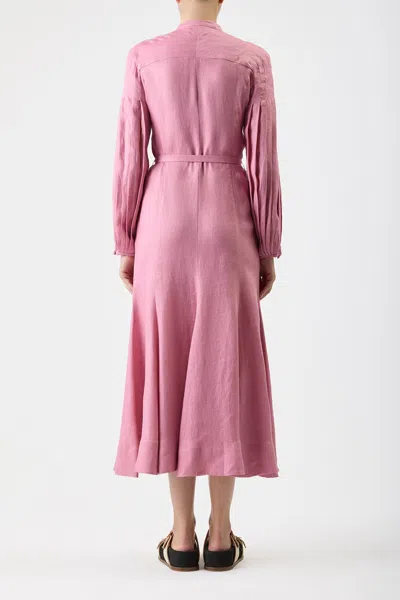 Shop Gabriela Hearst Lydia Dress With Slip In Rose Quartz Linen