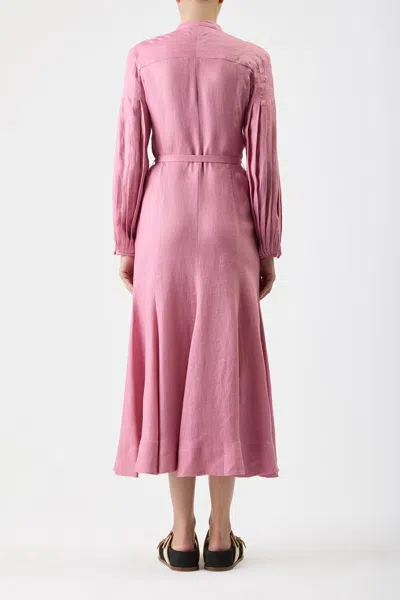 Gabriela Hearst Lydia Dress With Slip In Rose Quartz Linen In Rose Quartz