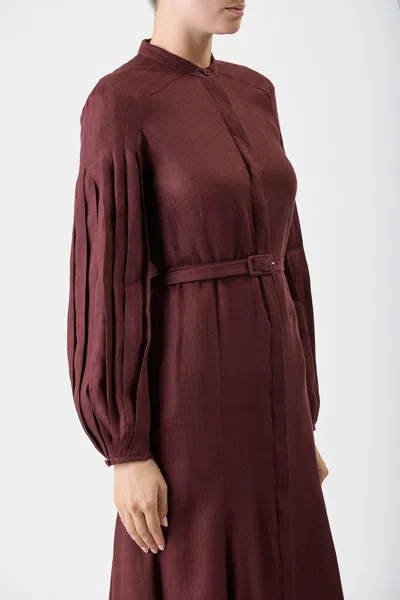 Gabriela Hearst Lydia Dress With Slip In Deep Bordeaux Linen In Deep Bordeaux