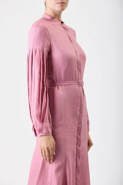 Shop Gabriela Hearst Lydia Dress With Slip In Rose Quartz Linen