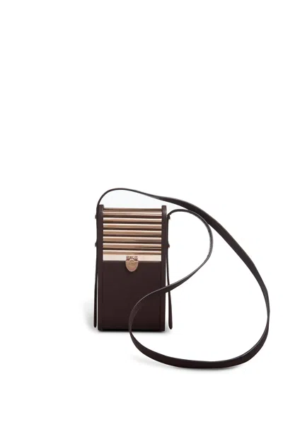 Shop Gabriela Hearst Mabel Crossbody Phone Case In Bordeaux Nappa Leather