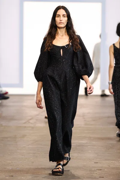 Gabriela Hearst Madyn Buckled Cutout Sequin-embellished Wool-blend Maxi Dress In Black