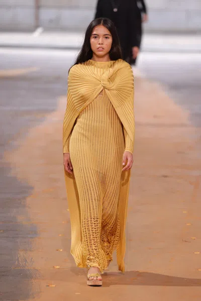 Gabriela Hearst Maia Dress In Shappe Silk In Gold