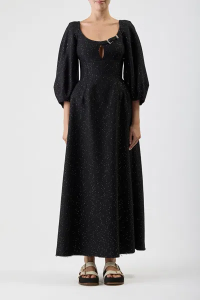 Shop Gabriela Hearst Madyn Sequin Dress In Black Virgin Wool