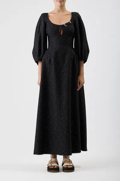 Gabriela Hearst Madyn Buckled Cutout Sequin-embellished Wool-blend Maxi Dress In Black