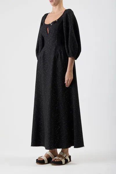 Gabriela Hearst Madyn Buckled Cutout Sequin-embellished Wool-blend Maxi Dress In Black
