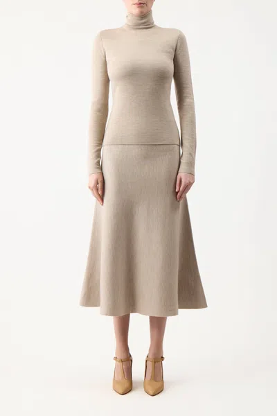 Shop Gabriela Hearst May Knit Turtleneck In Oatmeal Merino Wool Cashmere