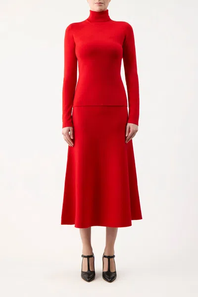 Gabriela Hearst May Knit Turtleneck In Scarlet Red Merino Wool Cashmere In Red Topaz