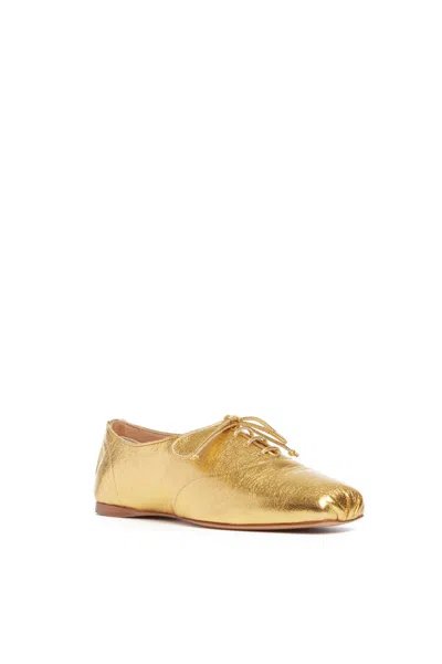 Shop Gabriela Hearst Maya Flat Shoe In Gold Leather