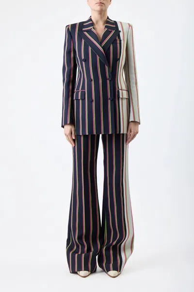 Shop Gabriela Hearst Mccoi Blazer In Multi Striped Wool In Ivory/navy/multi