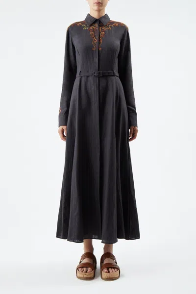 Gabriela Hearst Mcgraw Dress In Linen In Charcoal