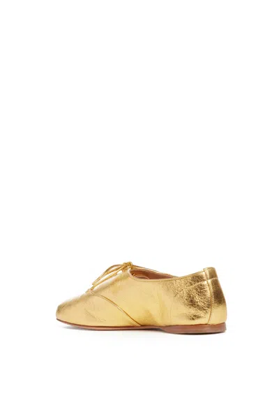 Shop Gabriela Hearst Maya Flat Shoe In Gold Leather