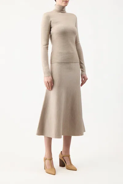 Shop Gabriela Hearst May Knit Turtleneck In Oatmeal Merino Wool Cashmere