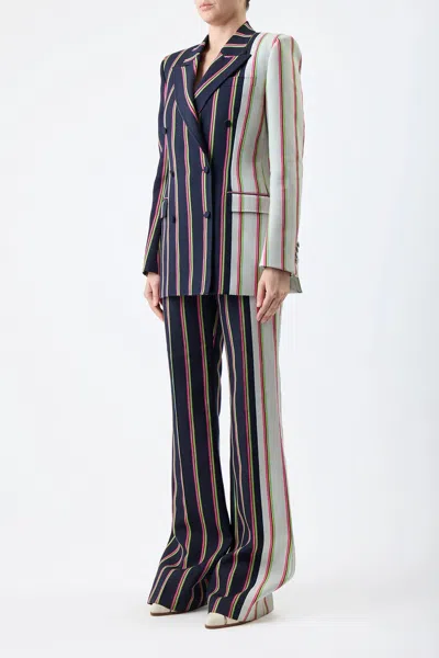 Shop Gabriela Hearst Mccoi Blazer In Multi Striped Wool In Ivory/navy/multi