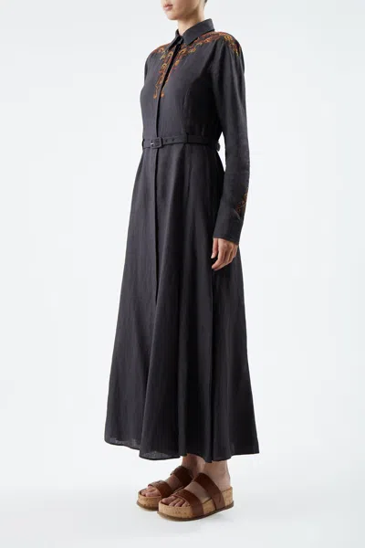 Gabriela Hearst Mcgraw Dress In Linen In Charcoal