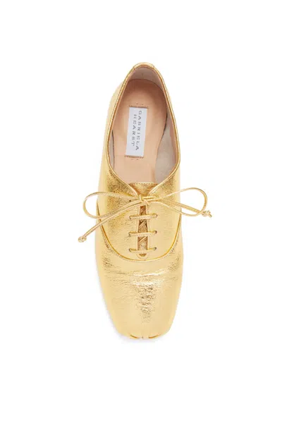 Shop Gabriela Hearst Maya Flat Shoe In Gold Leather