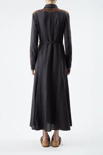 Gabriela Hearst Mcgraw Dress In Linen In Charcoal