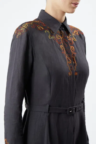 Gabriela Hearst Mcgraw Dress In Linen In Charcoal