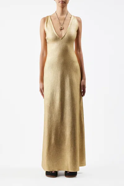 Shop Gabriela Hearst Melitta Dress In Gold Merino Wool
