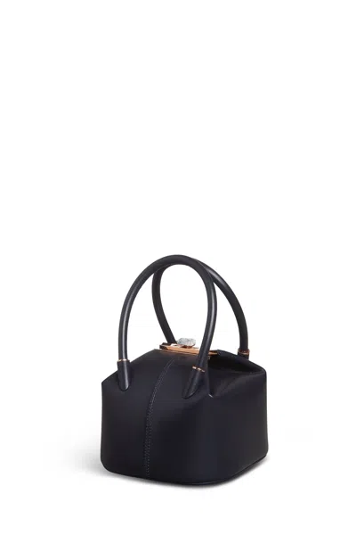 Shop Gabriela Hearst Mini Baez Bag In Navy Nappa Leather