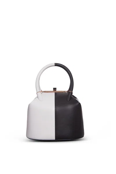 Shop Gabriela Hearst Mini Baez Bag In Black & Ivory Nappa Leather In Black/ivory