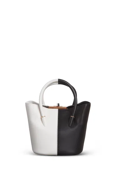 Shop Gabriela Hearst Mini Baez Bag In Black & Ivory Nappa Leather In Black/ivory