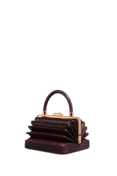 Shop Gabriela Hearst Mini Diana Bag In Bordeaux Snakeskin In Burgundy