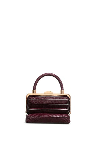 Shop Gabriela Hearst Mini Diana Bag In Bordeaux Snakeskin In Burgundy