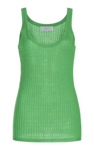 Shop Gabriela Hearst Nevin Pointelle Knit Tank Top In Peridot Green Cashmere Silk