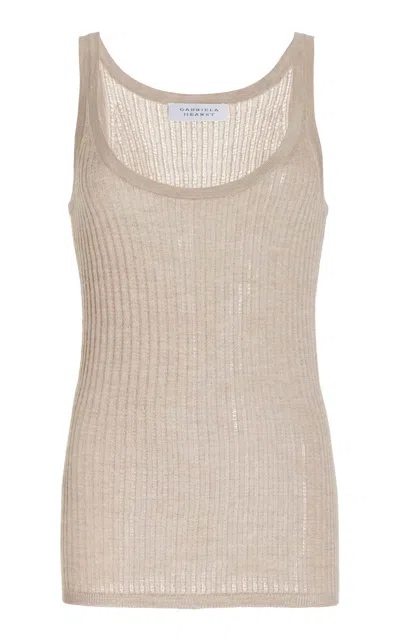 Shop Gabriela Hearst Nevin Pointelle Knit Tank Top In Oatmeal Cashmere Silk