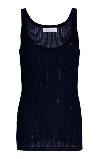 Gabriela Hearst Nevin Pointelle Knit Tank Top In Dark Navy Cashmere Silk In Dark Navy