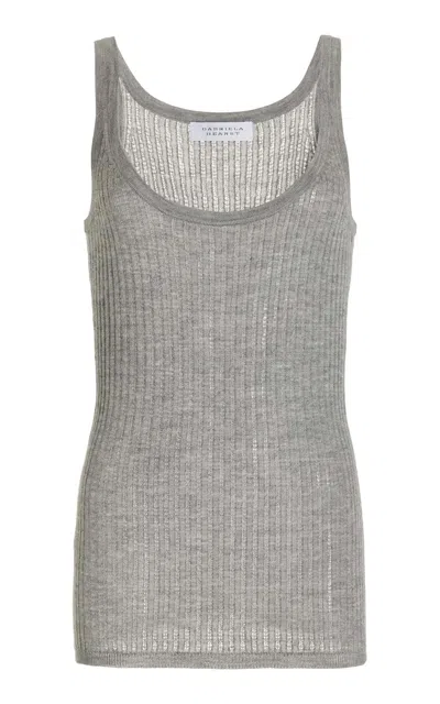 Shop Gabriela Hearst Nevin Pointelle Knit Tank Top In Heather Grey Cashmere Silk