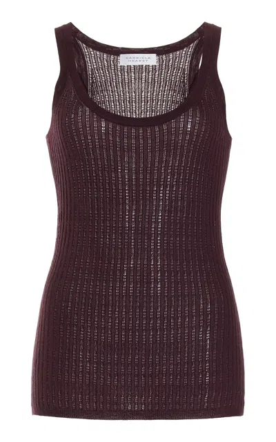 Shop Gabriela Hearst Nevin Pointelle Knit Tank Top In Deep Bordeaux Cashmere Silk