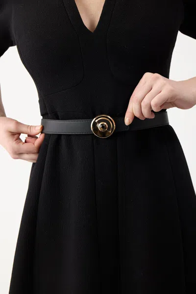 Shop Gabriela Hearst Moya Reversible Small Belt In Black Leather In Tigers Eye/black