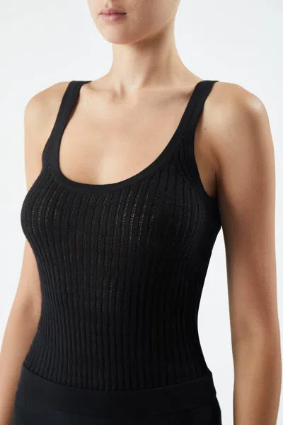 Shop Gabriela Hearst Nevin Pointelle Knit Tank Top In Black Cashmere Silk