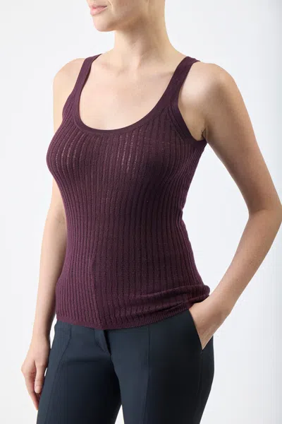Gabriela Hearst Nevin Pointelle Knit Tank Top In Deep Bordeaux Cashmere Silk In Deep Bordeaux