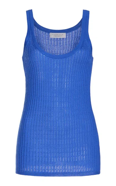 Shop Gabriela Hearst Nevin Pointelle Knit Tank Top In Sapphire Cashmere Silk