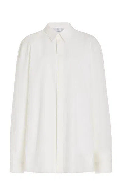 Gabriela Hearst Nicolas Shirt In Ivory Silk Wool Cady In Ivory