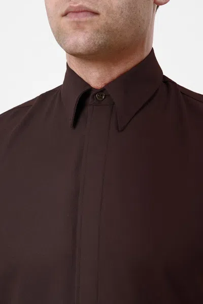 Gabriela Hearst Nicolas Shirt In Chocolate Superfine Wool In Chocolate